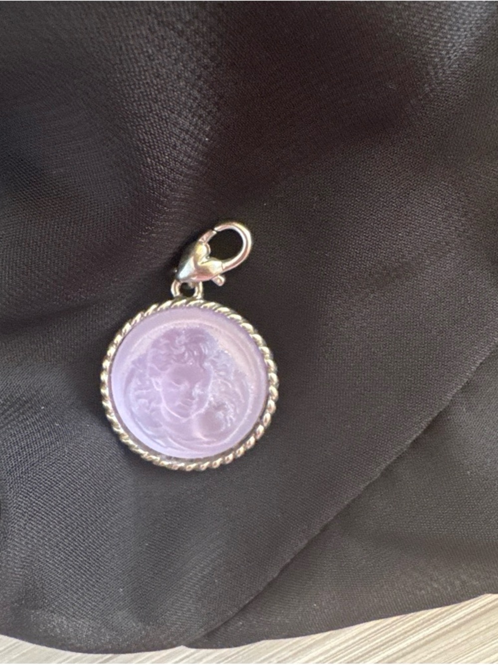 Kirks Folly Lavender Cameo Pendant Charm in Silver-Tone Frame